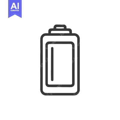 Aset desain premium: Minimalist Battery Icon: Bold Outline on White Background, Energy Symb