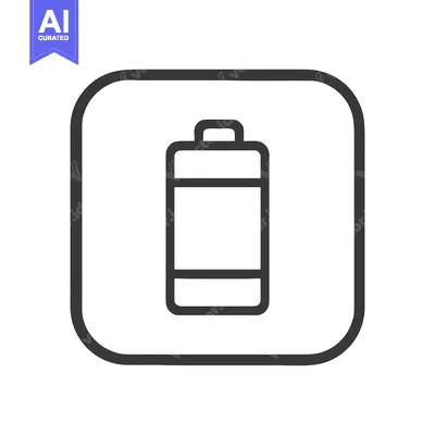 Aset premium populer: Minimalist Battery Icon in Rounded Square Frame, Dark Gray Outline on