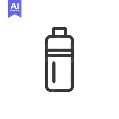 Aset premium populer: Minimalist Water Bottle Icon: Clean Line Art on White Background