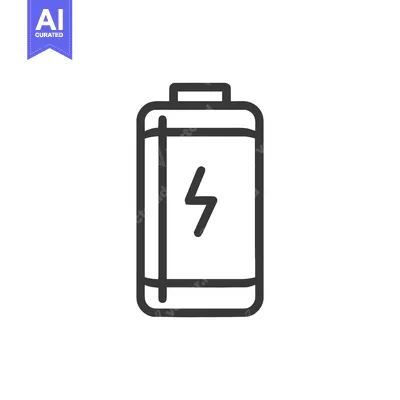 Aset desain premium: Minimalist Battery Icon with Lightning Bolt Symbol on White Background