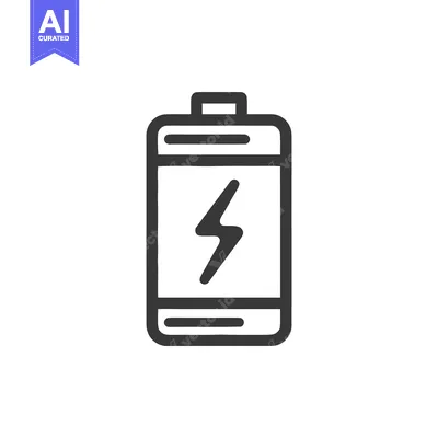 Aset desain premium: Minimalist Battery Icon with Lightning Bolt Symbol, Dark Gray on White