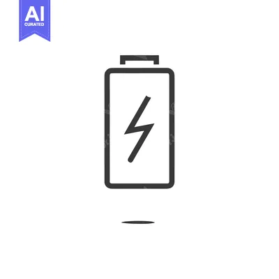 Aset desain premium: Minimalist Battery Icon with Lightning Bolt Symbol on White Background