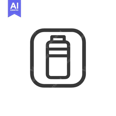 Aset premium populer: Minimalist Battery Icon in Rounded Square Frame, Black Outline on Whit