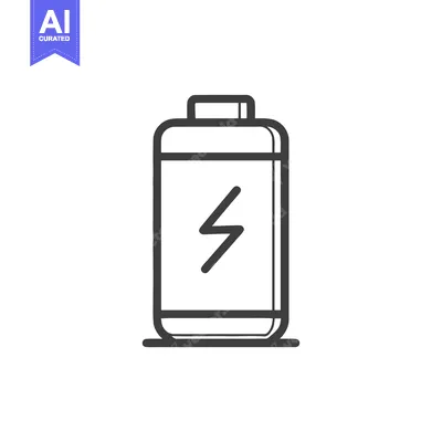 Premium design asset: Minimalist Battery Icon with Lightning Bolt Symbol, Clean Line Art Des