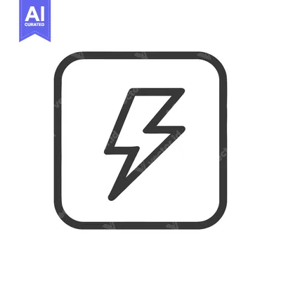 Aset desain premium: Bold Lightning Bolt Icon in Rounded Square Frame, Minimalist Design