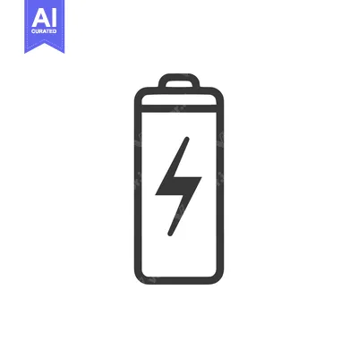 Aset desain premium: Battery Icon with Lightning Bolt Symbol, Energy Concept, Isolated on W