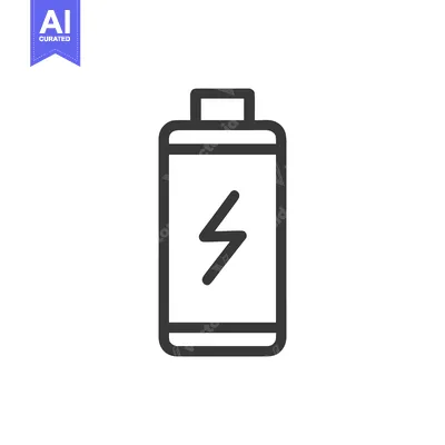 Aset desain premium: Battery Icon with Lightning Bolt Symbol, Minimalist Design on White Ba
