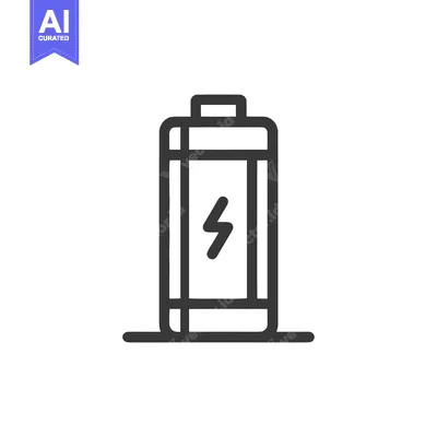 Aset premium populer: Minimalist Battery Icon with Lightning Bolt Symbol on White Background