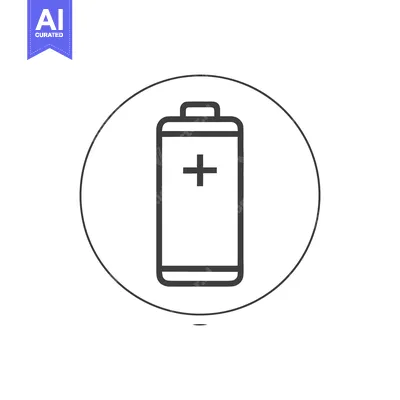Aset desain premium: Minimalist Battery Icon in Circle, Clean Energy Symbol, Black and Whit