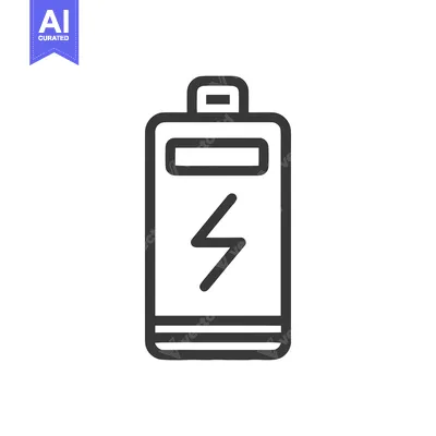 Minimalist Battery Icon with Lightning Bolt Symbol on White Background