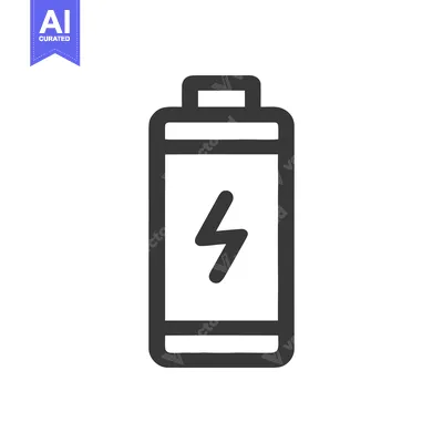 Aset premium populer: Battery Icon with Lightning Bolt, Energy Symbol, Minimalist Design