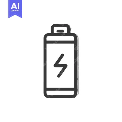 Aset desain premium: Battery Icon with Lightning Bolt, Grunge Style, Isolated on White Back