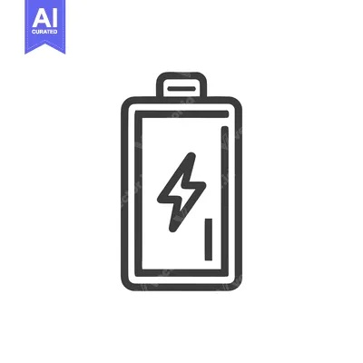 Aset desain premium: Battery Icon with Lightning Bolt, Energy Symbol, Minimalist Design
