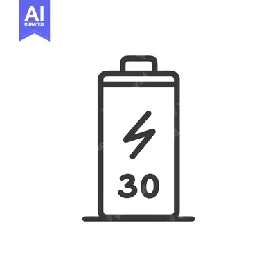 Aset desain premium: Minimalist Battery Icon with 30 Percent Charge, Black Outline on White
