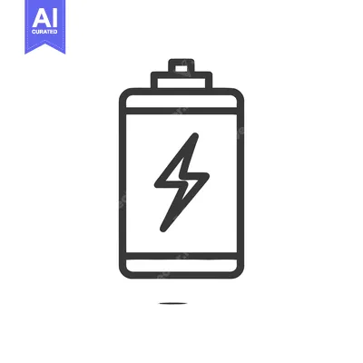 Premium design asset: Minimalist Battery Icon with Lightning Bolt Symbol on White Background
