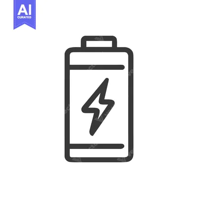 Aset desain premium: Bold Battery Icon with Lightning Bolt Symbol on White Background