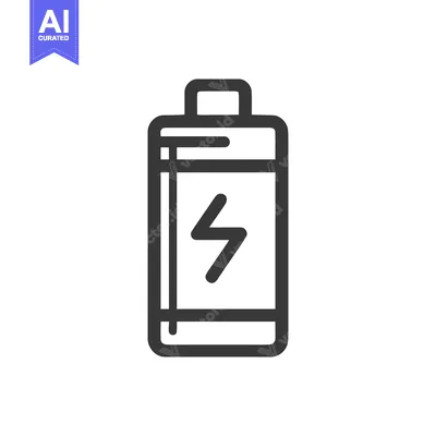 Aset premium populer: Minimalist Battery Icon with Lightning Bolt Symbol, Dark Gray