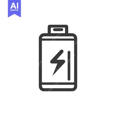 Aset premium populer: Minimalist Battery Icon with Lightning Bolt Symbol on White Background
