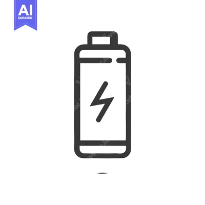 Premium design asset: Minimalist Battery Icon with Lightning Bolt, Dark Gray on White