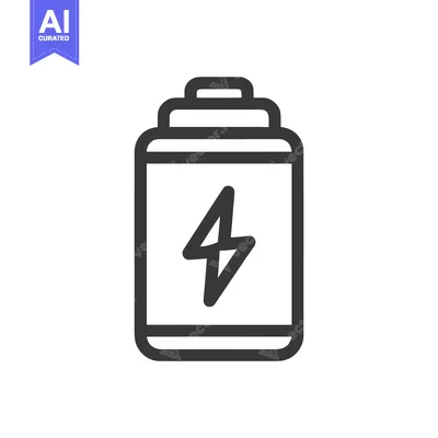 Aset premium populer: Minimalist Battery Icon with Lightning Bolt Symbol on White Background
