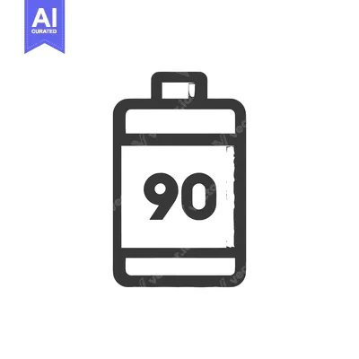 Aset premium populer: Ninety Percent Battery Icon, Black and White, Minimalist Design