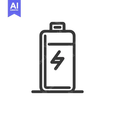Aset desain premium: Minimalist Battery Icon with Lightning Bolt Symbol on White Background