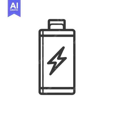 Premium design asset: Minimalist Battery Icon with Lightning Bolt Symbol in Bold Outline Sty