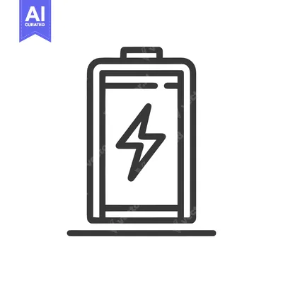 Aset desain premium: Battery Icon with Lightning Bolt, Minimalist Design, Energy Symbol