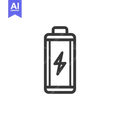 Aset desain premium: Minimalist Battery Icon with Lightning Bolt Symbol on White Background