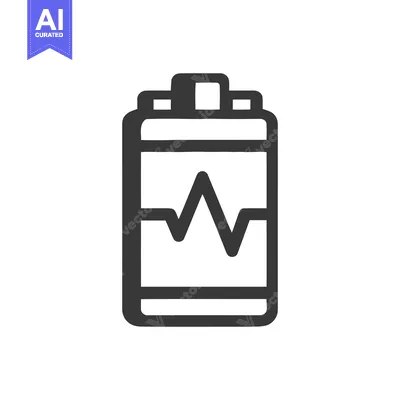 Aset desain premium: Battery Icon with Heartbeat Symbol, Energy and Health Concept