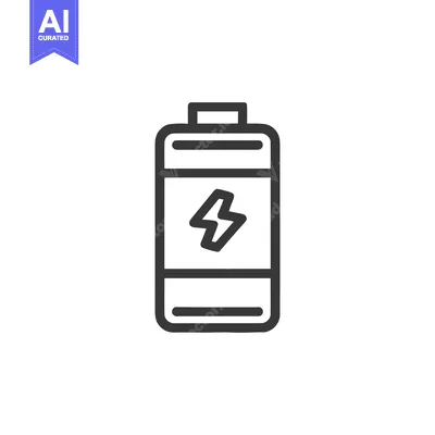 Aset desain premium: Minimalist Battery Icon with Lightning Bolt Symbol on White Background