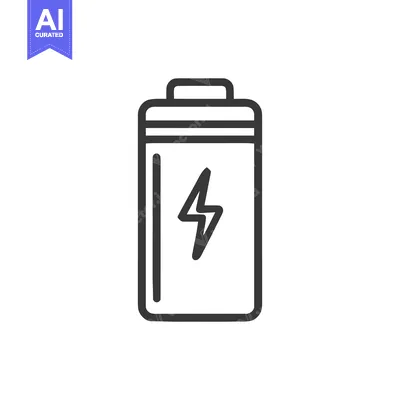Premium design asset: Minimalist Battery Icon with Lightning Bolt Symbol, Black Outline