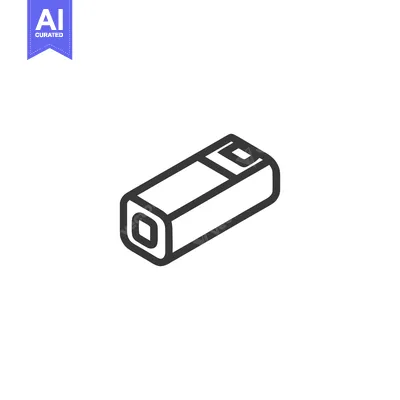 Aset desain premium: Minimalist USB Drive Icon: Clean Line Art on White Background