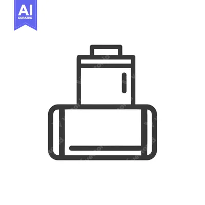 Aset premium populer: Minimalist Icon of a Battery Pack, Black Outline on White Background
