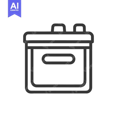Aset desain premium: Minimalist Car Battery Icon with Rounded Edges on White Background