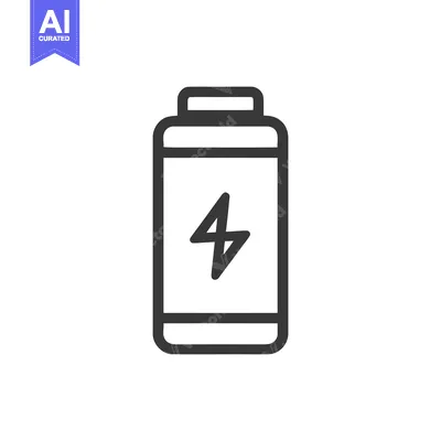Aset premium populer: Minimalist Battery Icon with Lightning Bolt Symbol on White Background