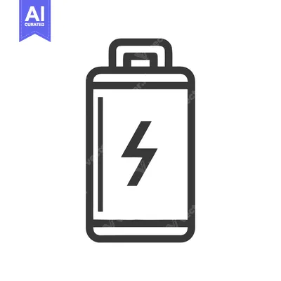 Premium design asset: Bold Battery Icon with Lightning Bolt Symbol, Minimalist Design on Whi