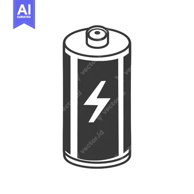 Aset desain premium: A monochrome illustration of a single electric power cell