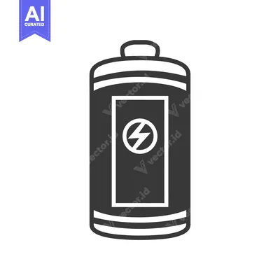 Aset desain premium: A black and white simple image of a battery icon