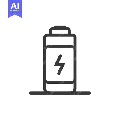 Aset desain premium: Minimalist Battery Icon with Lightning Bolt Symbol on White Background
