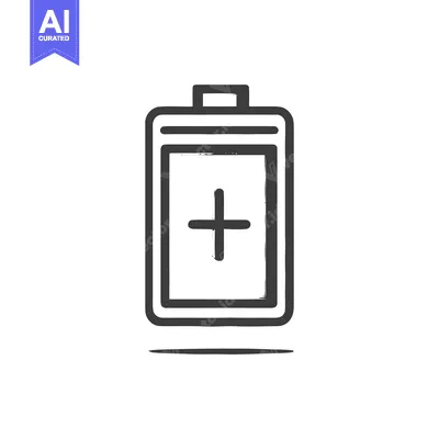 Aset premium populer: Hand-Drawn Battery Icon with Plus Sign, Energy Concept, Isolated