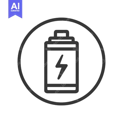 Aset desain premium: Battery Icon with Lightning Bolt in Circle, Minimalist Design