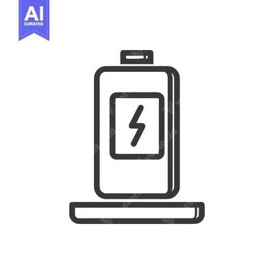 Aset premium populer: Minimalist Battery Icon with Lightning Bolt Symbol on White Background