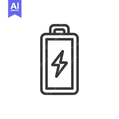 Aset premium populer: Minimalist Battery Icon with Lightning Bolt Symbol, Dark Outline