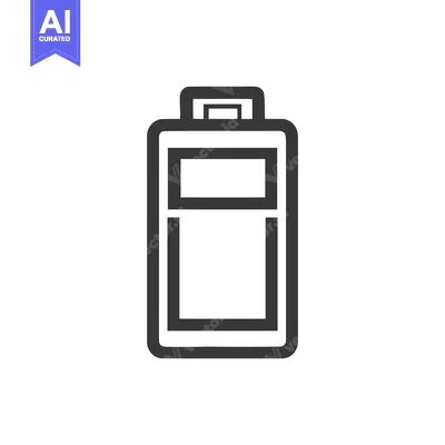 Aset desain premium: Minimalist Battery Icon: Low Charge Indicator with Bold Outline