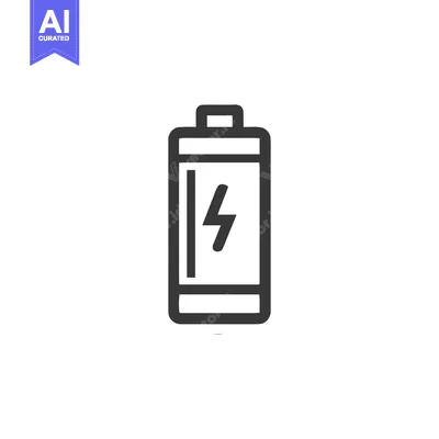 Aset premium populer: Battery Icon with Lightning Bolt, Minimalist Design on White