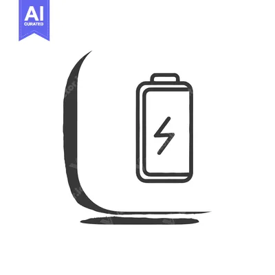 Aset premium populer: Minimalist Battery Icon with Energy Bolt and Brushstroke Style Base