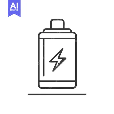 Aset desain premium: Minimalist Battery Icon with Lightning Bolt Symbol on White Background
