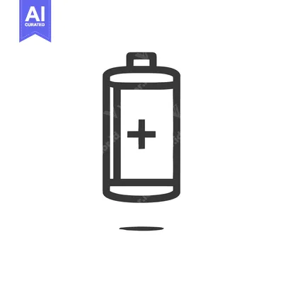 Premium design asset: Minimalist Battery Icon with Positive Charge Symbol, Isolated on White