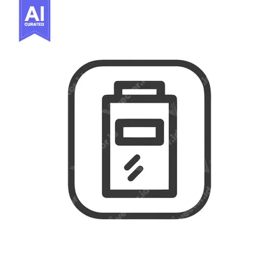 Aset desain premium: Minimalist Battery Icon in Rounded Square Frame, Dark Gray on White